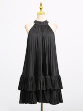 Elegant Halter Ruffle Pleated Tiered Mini Dress